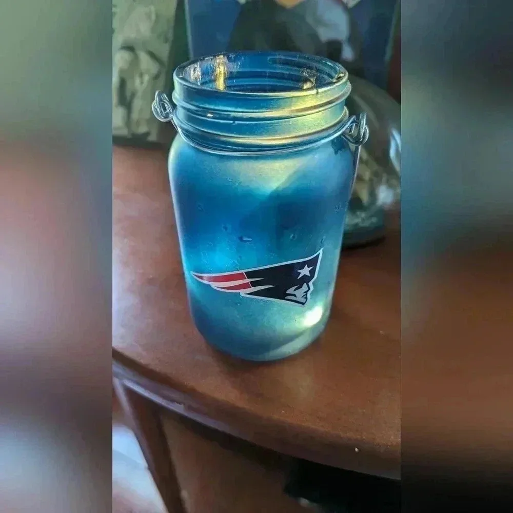 New England Patriots Mason Jar With Lights (EUC)